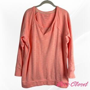 Calvin Klein Woman Performance Sweatshirt Peach Coral Quick Dry Space Dye Sz 1X